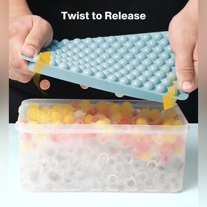 Mini Ice Cube Tray for Freezer - 0.6” Tiny Round Pebble Nugget Ice Mold Tray